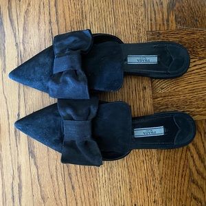 Prada Bow Tie velvet mules